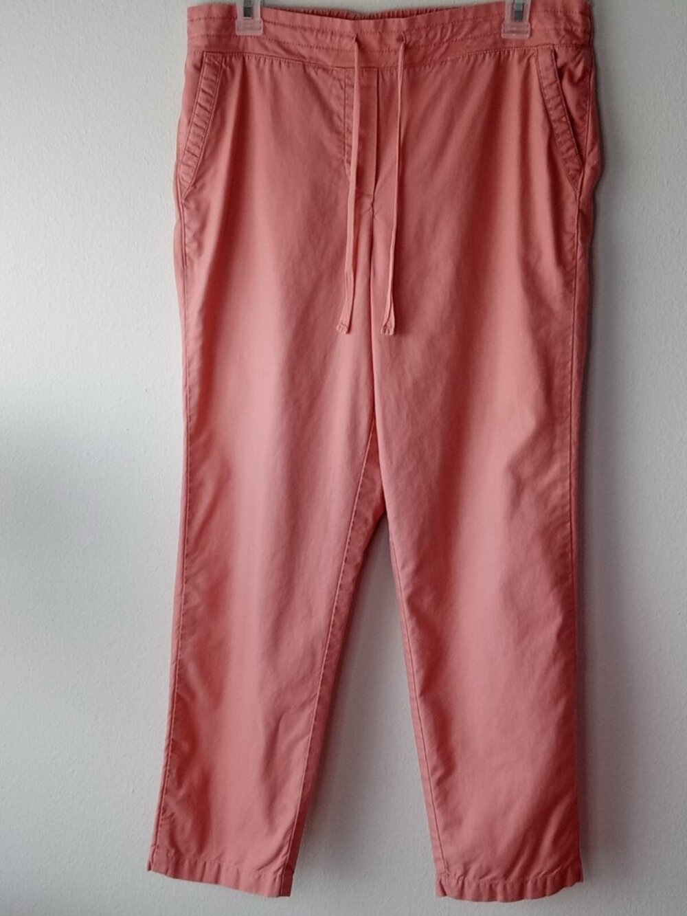 Talbots salmon pink pants with Elastic Back tie front size 8
